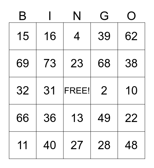 FAMILY DAY Bingo Card