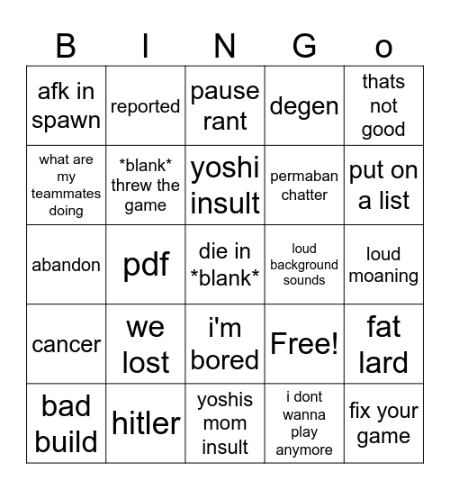 lefaa bingo Card