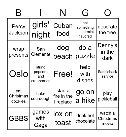 Christmas 2025 Bingo Card