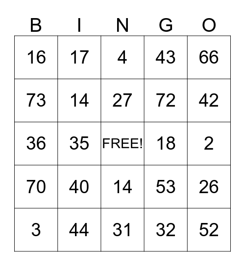 FAMILY DAY Bingo Card