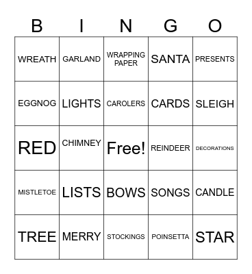 christmas Bingo Card