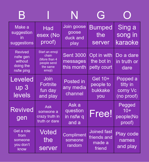 Wad Bingo Card