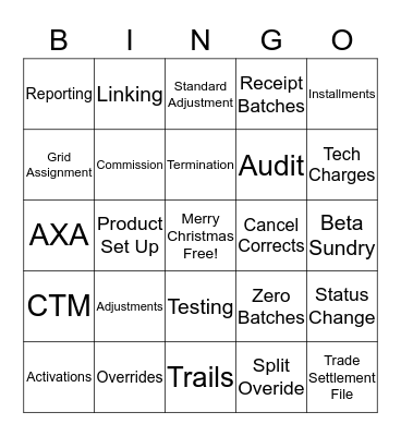 Merry Christmas Client Comp Bingo Card