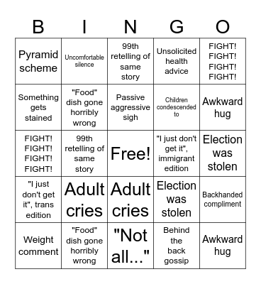 Xmas Helper Bingo Card