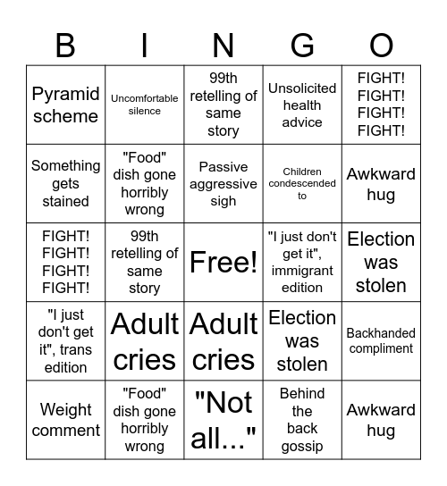 Xmas Helper Bingo Card