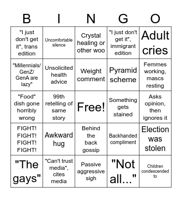 Xmas Helper Bingo Card