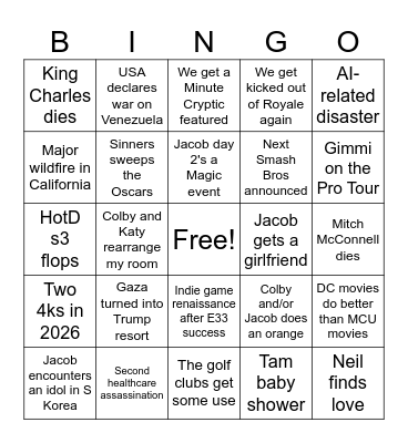 2026 Bingo Card