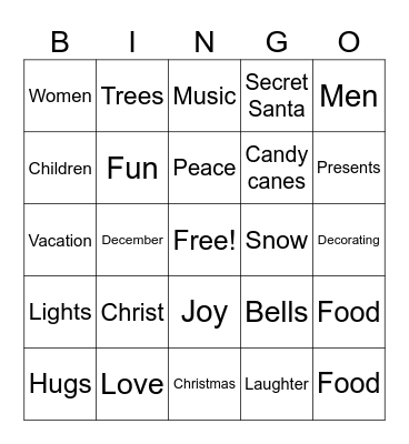 Christmas Bingo Card