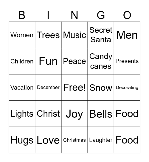 Christmas Bingo Card