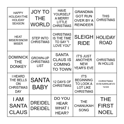 THE HOLIDAYS Bingo Card
