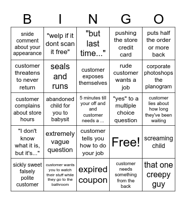 Retail Bingo Card