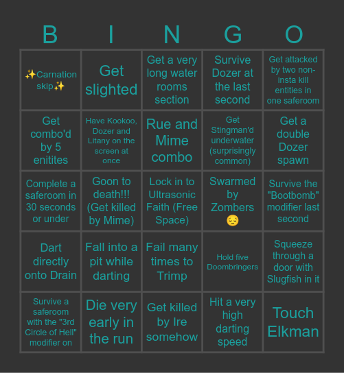 Grace Roblox Bingo Card