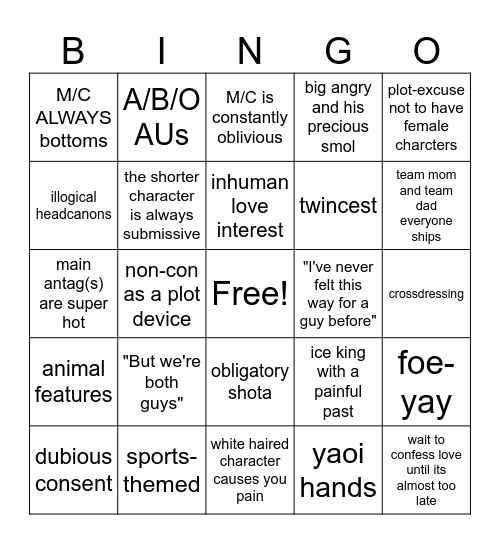 BL Bingo Card