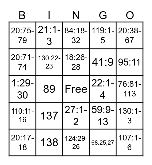 Doctrine and Covenants Bingo Card