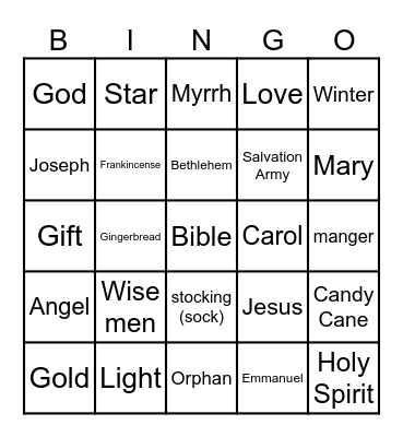 Christmas Bingo Card