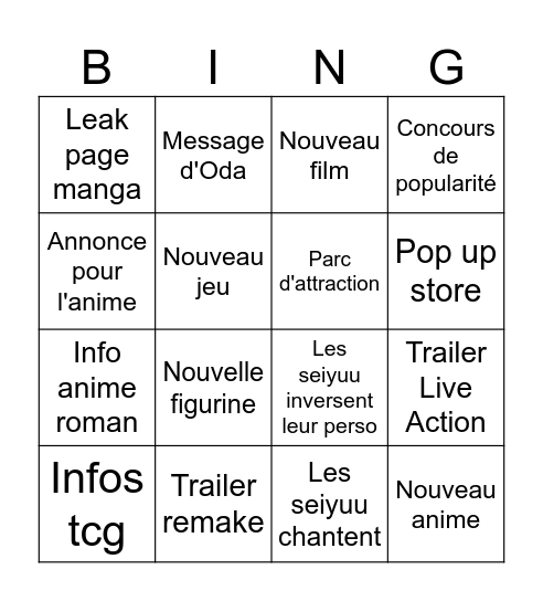 Untitled Bingo Card