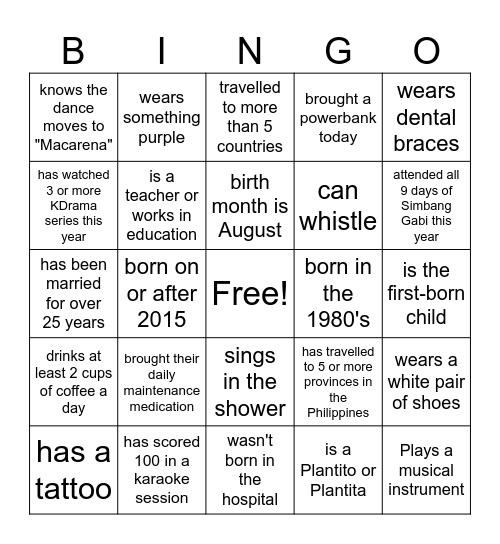 Bingo To Meet You Bingo Card