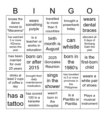 Bingo To Meet You Bingo Card