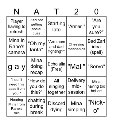 Death Save Society Bingo Card