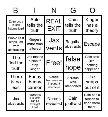 Tadc ep 8 bingo Card