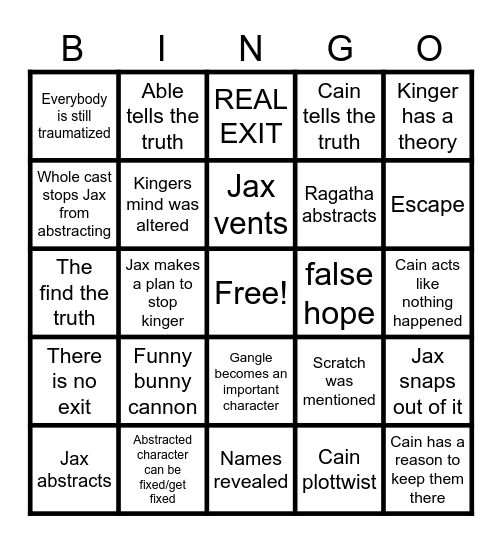 Tadc ep 8 bingo Card