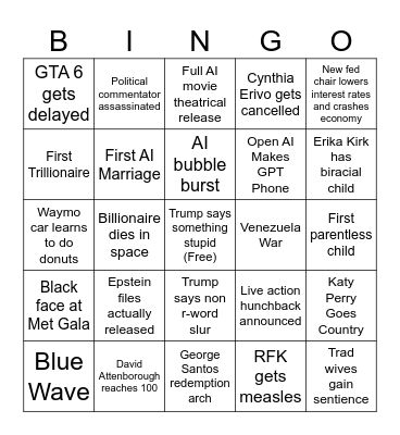 2026 Bingo Card