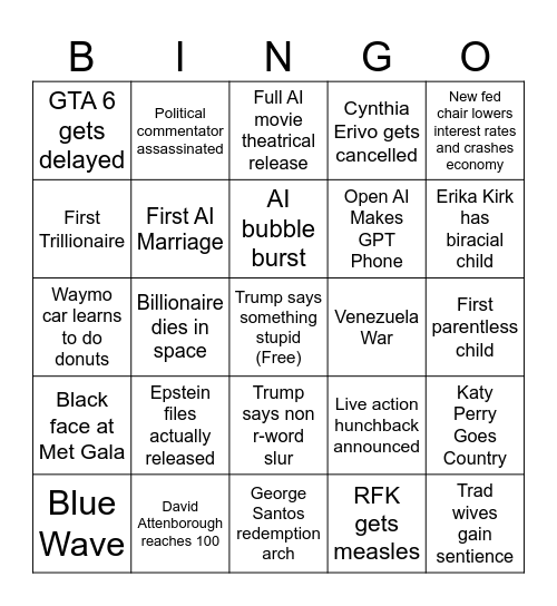 2026 Bingo Card