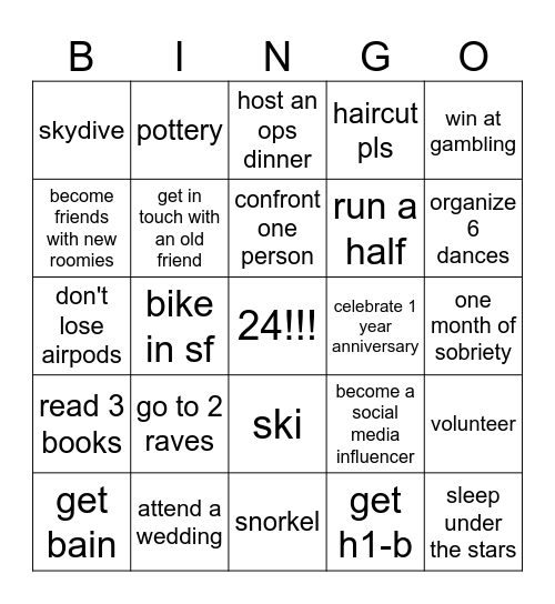 2026 Bingo Card