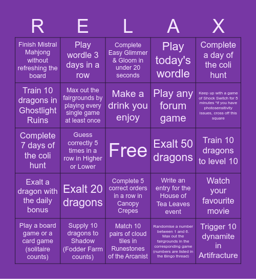 THE AUGUST UNWIND: WEEK 4 Bingo Card