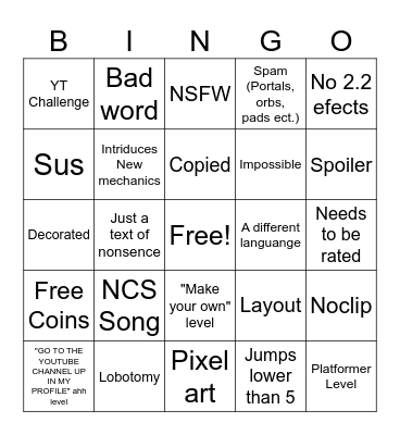 GD Recent tab Bingo Card
