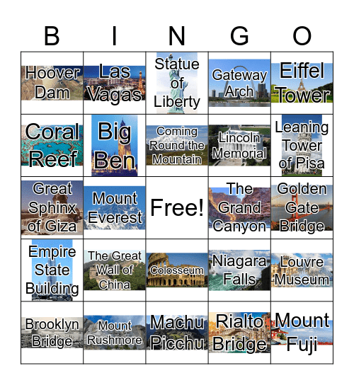 Landmark Bingo Card