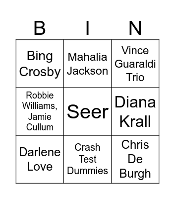 Weihnachts Musik Bingo Card