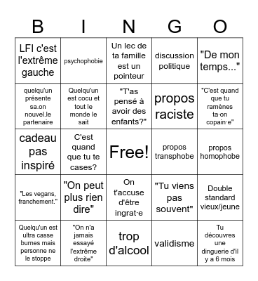 Bingo Fêtes 2025 Bingo Card
