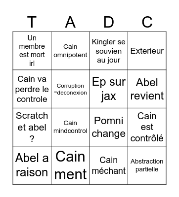 tadc ep 8 Bingo Card