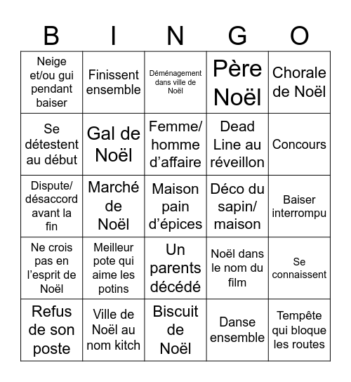 Bingo de Noël Bingo Card