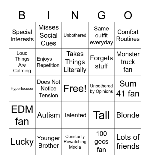 RICK KIN BINGO CHART Bingo Card