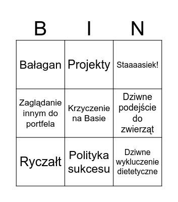 Party Bingo Card