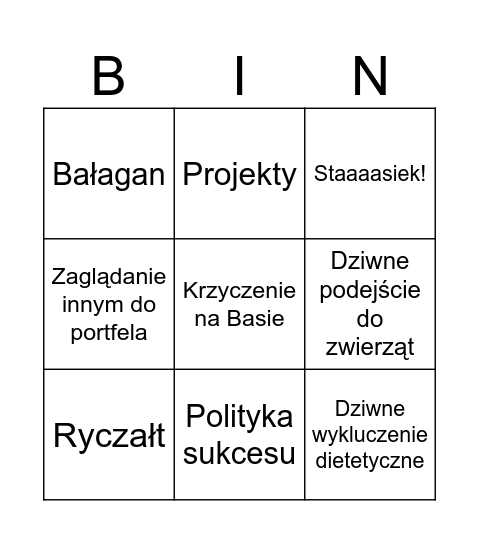 Party Bingo Card