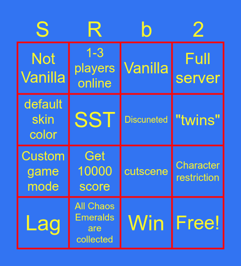 Sonic robo blast 2 multiplayer bingo! Bingo Card