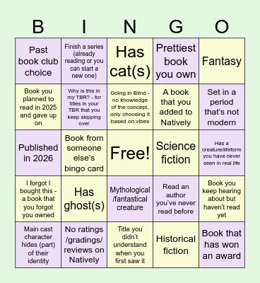 2026 Challenge Bingo Card