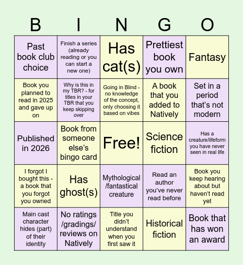 2026 Challenge Bingo Card