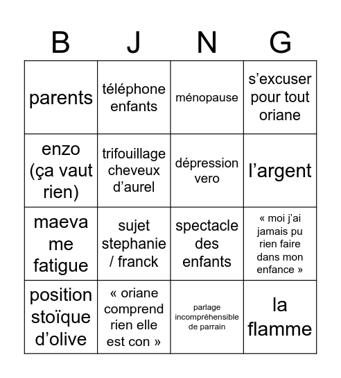 Bingo sans titre Bingo Card