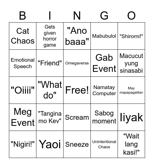 Untitled Bingo Card