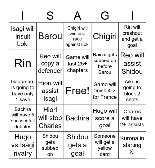 Japan vs France Bingo Card