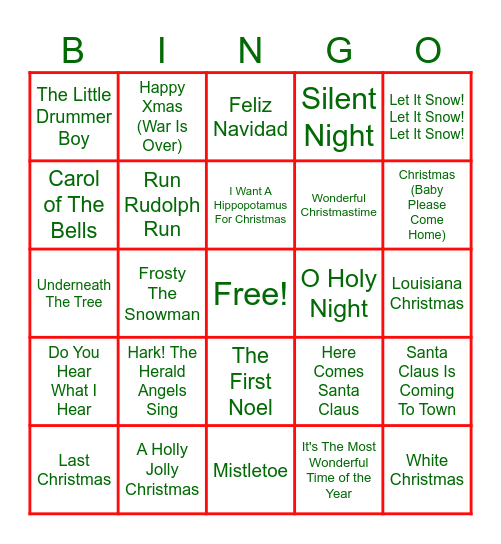 Holiday Bingo Card