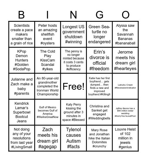2025 Bingo Card