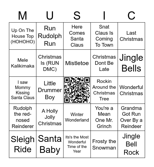 Holiday Bingo Card