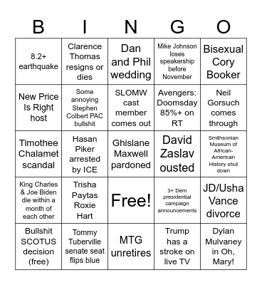 2026 Bingo Card