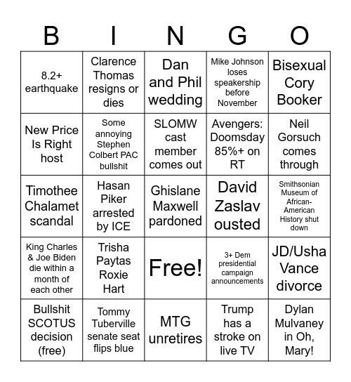 2026 Bingo Card