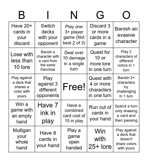 LORCANA BINGO Card